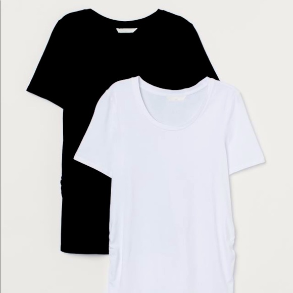 H&M Maternity scoop neck Tshirts in Black & White. Size XS. - Picture 1 of 4